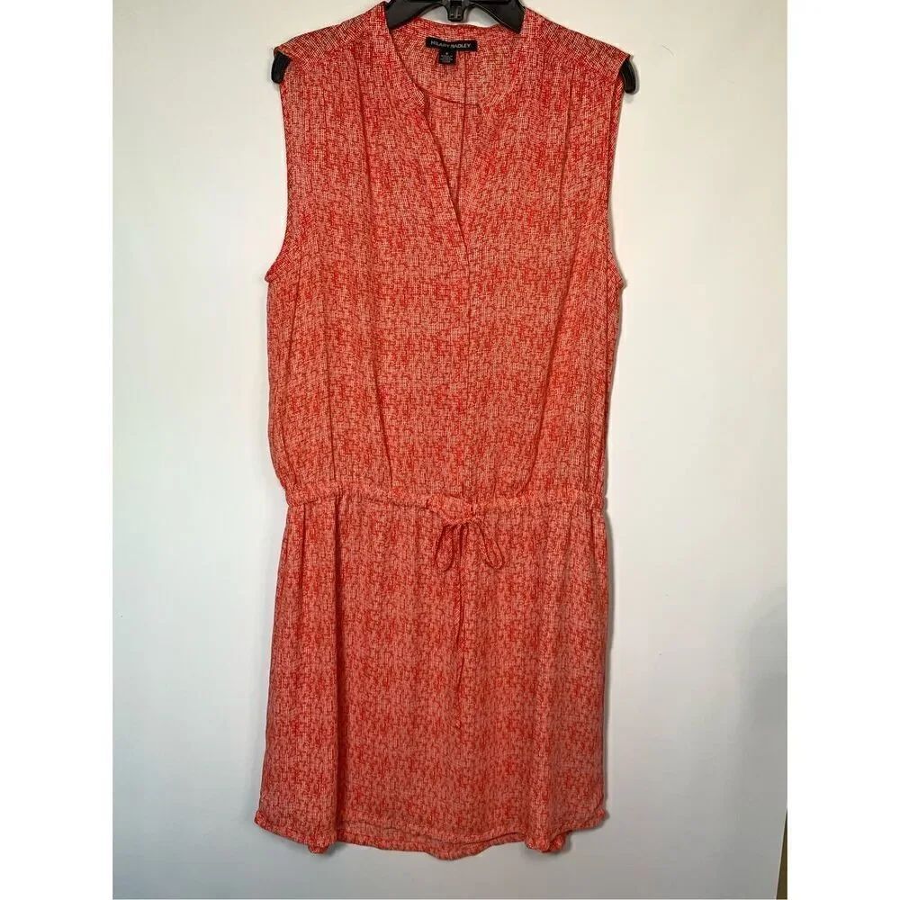 Hilary Radley Women's Lined Layered Sheer Tunic Midi Dress Orange Size 6